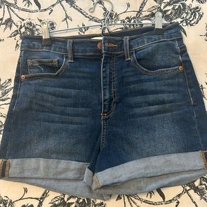 Size medium denim rolled cuff dark denim shorts